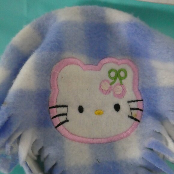 RARE HELLO KITTY Plastic Headband With Check Fleece And Black Braided Tassels - Picture 4 of 13